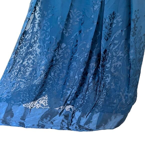 NEW COLDWATER CREEK Jacquard Midi Skirt in Lapis Blue Silk blend SZ 6 - Picture 5 of 10